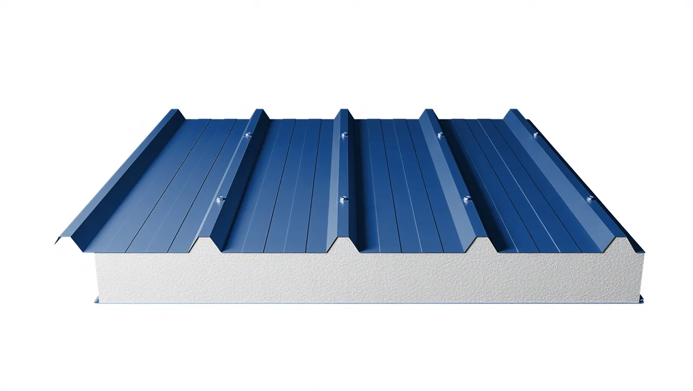 Кровельная сэндвич-панель с пенополистиролом 200 мм цвет RAL (полиэстер) верх 0,7 мм / низ 0,7 мм (ширина 1000 мм)