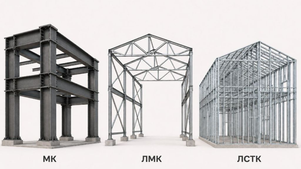 Сравнение каркасов МК, ЛМК и ЛСТК для быстровозводимых зданий